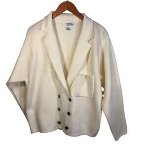 Vintage Hasting & Smith Ivory Knit Sweater Blazer Jacket Nautical Buttons L